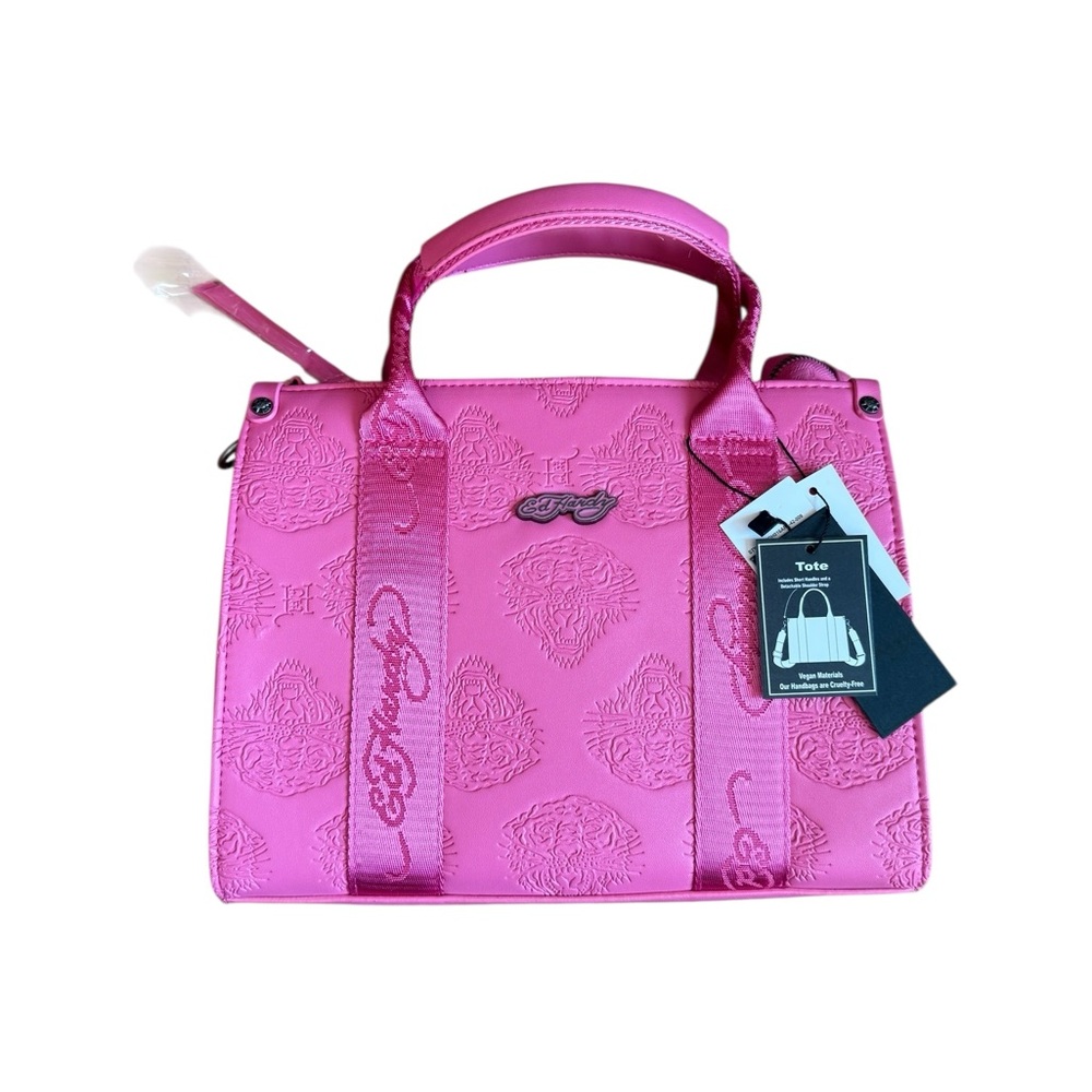 Ed Hardy Vibrant Pink Embossed Tote